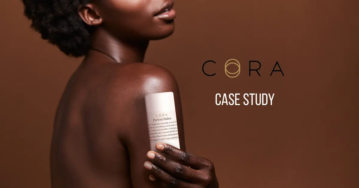 Cora brand imagery holding period balm